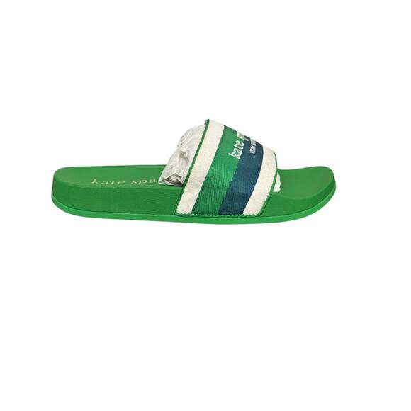 NIB! Kate Spade Buttercup Canvas Green Tropical Pool Slide Sandals - Size 7 - Picture 7 of 10